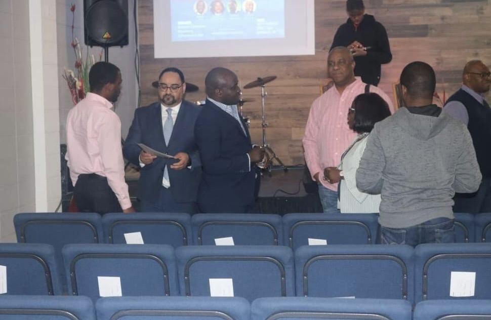 Attendees networking at an event