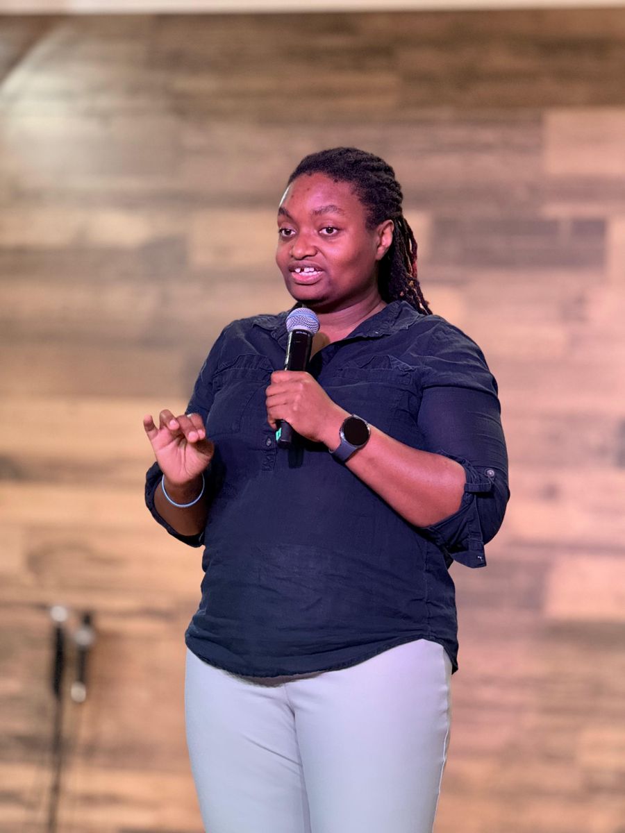 A speaker on stage